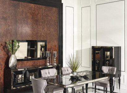 Großes Essecke Essgruppe Esszimmer Esstisch Stühle 10tlg Schwarz Holz